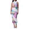 Afrm Fiorella Ruched Maxi Dress In Blur Pansy