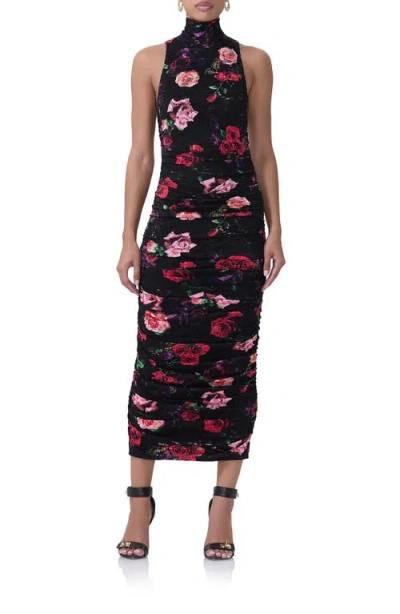 Afrm Fiorella Floral Sleeveless Lace Body-con Dress In Mixed Rose