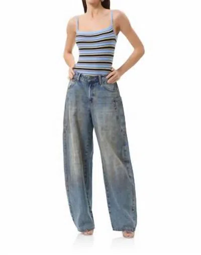 Afrm Francis Low Back Bodysuit In Iris Stripe In Gray