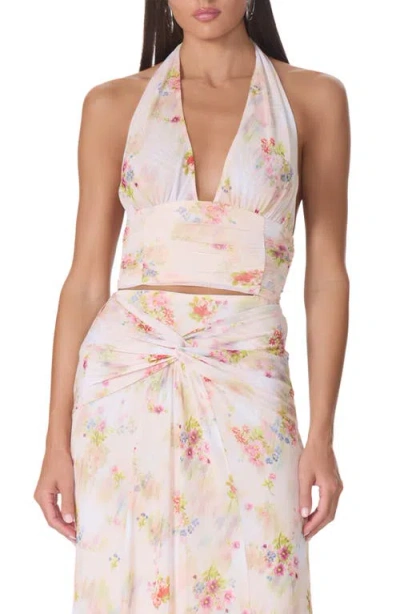 Afrm Gabriella Floral Plunge Halter Top In Multi