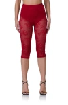 Afrm Gemma Semisheer Floral Lace Pants In Poppy Red