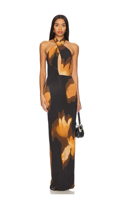 Afrm Genie Dress In Noir Blur