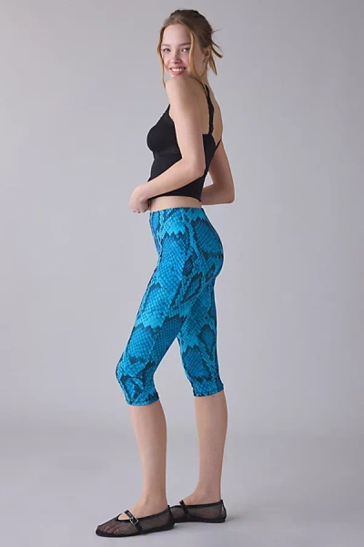 Afrm Gianna Blue Fish Snake Mesh Capri Pant In Blue Fish Snake, Women's At Urban Outfitters