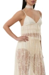 Afrm Gisela Tiered Floral Mesh Camisole In Birch Lace