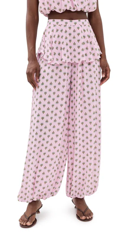 Afrm Graciela Skirt Balloon Pants Crocus Foulard In Pink