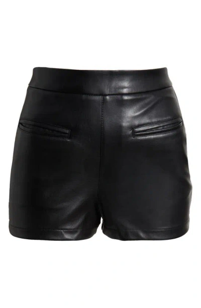 Afrm Hailey Faux Leather Shorts In Noir