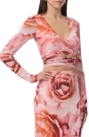 Afrm Halsey Wrap Mesh Crop Top In Pink