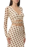 Afrm Halsey Wrap Mesh Crop Top In Brown
