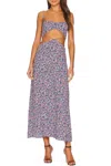 Afrm Hanna Floral-print Cutout Crepe Midi Dress In Summer Multi Ditsy In Neutral