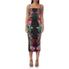 Afrm Hazel Print Ruched Mesh Midi Dress In Body Floral