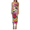 Afrm Hazel Print Ruched Mesh Midi Dress In Spray Floral