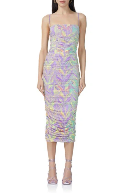 Afrm Hazel Print Sleeveless Midi Dress In Neon Citrus