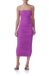 Afrm Hazel Ruched Mesh Midi Dress In Cactus Flower