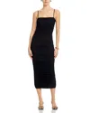Afrm Hazel Ruched Side Midi Dress In Black