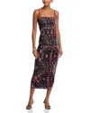 Afrm Hazel Ruched Side Midi Dress In Multi