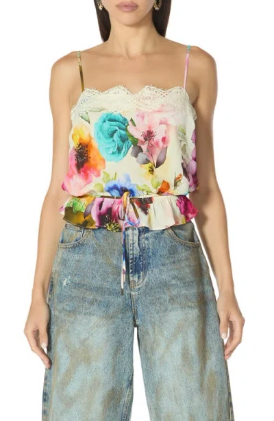 Afrm Healy Lace Trim Camisole In Pink