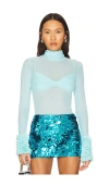 Afrm Helena Top In Soft Turquoise