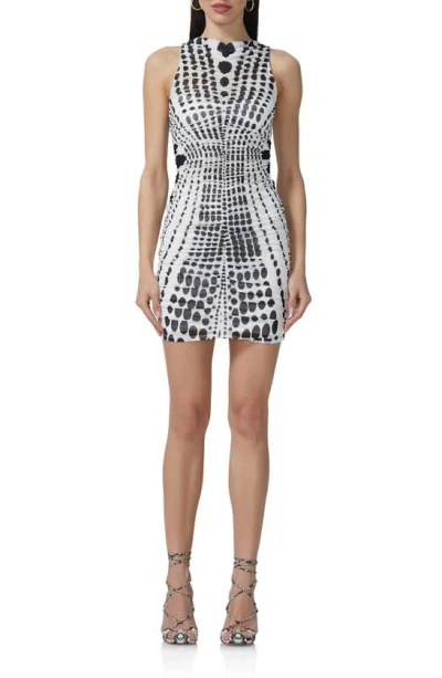 Afrm Helsa Sheer Dot Print Sleeveless Mesh Minidress In Illusion Dot