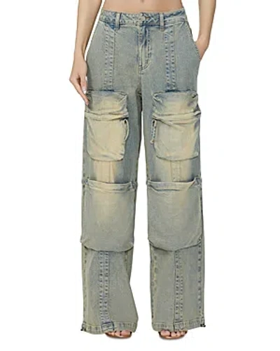 Afrm High Rise Cargo Jeans In Mellow In Blue