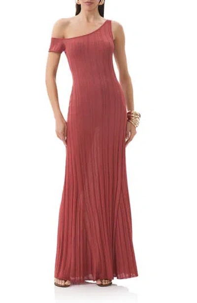 Afrm Hoda One-shoulder Knit Dress In Brown