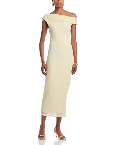 Afrm Holden Asymmetric Neck Dress In Yellow