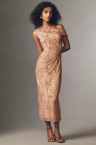 Afrm Holden Asymmetric One-shoulder Midi Dress In Brown
