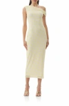 Afrm Holden One-shoulder Printed Mesh Midi Dress In Yellow
