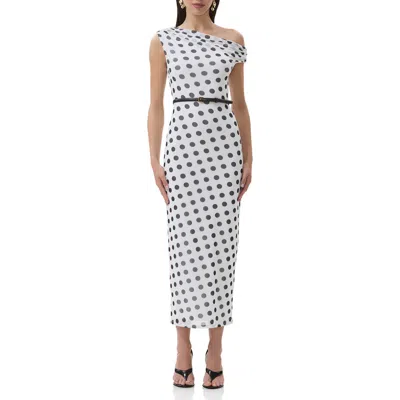 Afrm Holden One-shoulder Stretch Mesh Dress In White