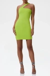 Afrm Holland Lime Punch Asymmetric One-shoulder Bodycon Dress In Lime Punch, Women's At Urban Outfitters In Green