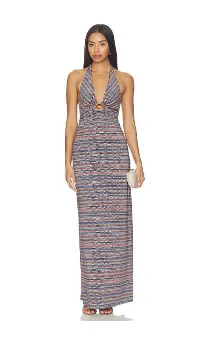 Afrm Huston Shiny Knit Dress In Chevron Stripe