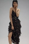 Afrm Ilaria Sweetheart Ruched Mesh Maxi Dress In Black