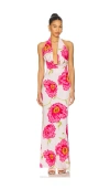Afrm Imade Halter Cowl-neck Open-back Maxi Dress