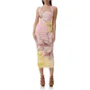 Afrm Indina Floral Mesh Body-con Maxi Dress In Coral Bloom
