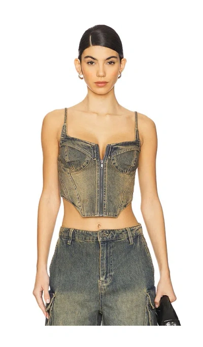 Afrm Iris Bustier In Tinted Grunge Wash