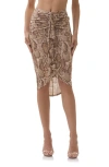 Afrm Isadora Ruched Ruffle Mesh Skirt In Brown