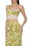 Afrm Isaura Lace Trim Crop Camisole In Lime Wing
