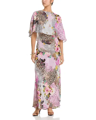Afrm Izel Maxi Dress With Cape Detail In Multi