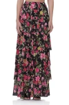 AFRM AFRM JACE FLORAL PRINT LAYERED RUFFLE MAXI SKIRT