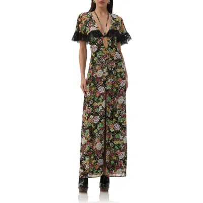 Afrm Jayson Floral Print Lace Maxi Dress In Vintage Floral