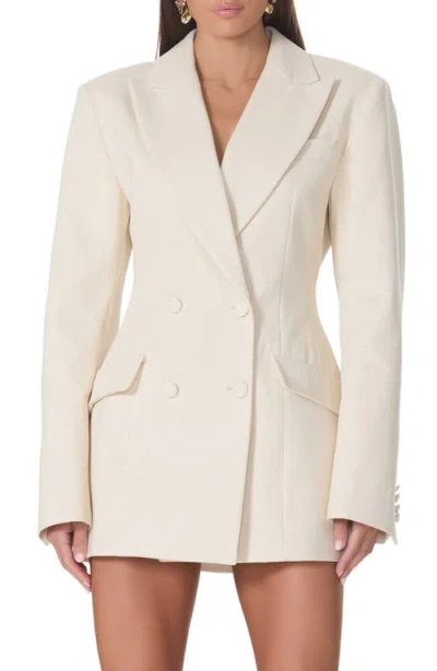 Afrm Jemma Cinch Waist Blazer Minidress In Neutral