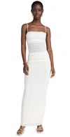 Afrm Sheer Waist Power Mesh Ruched Midaxi Dress In Gardenia