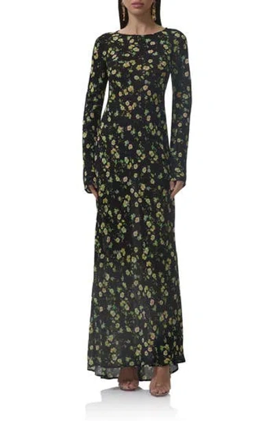 Afrm Jetta Floral Long Sleeve Maxi Dress In Green