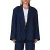 Afrm Joette Oversize Cotton Blend Blazer In Dark Wash