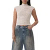 Afrm Jolie Mock Neck Sleeveless Top In Coral Micro Dot