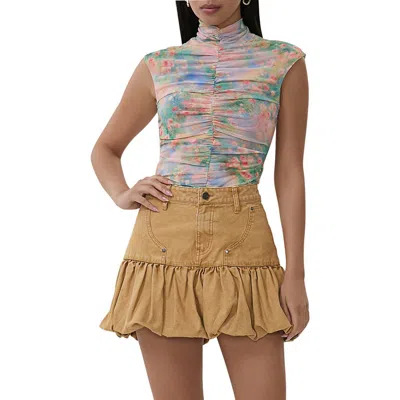 Afrm Jolie Mock Neck Sleeveless Top In Fog Field