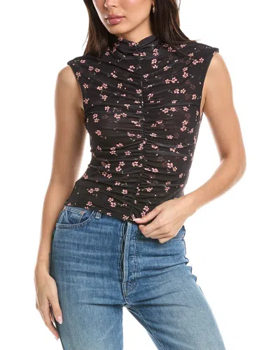 Afrm Jolie Ruched Mock Neck Top In Animal Print