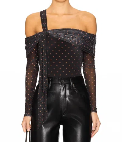 Afrm Juliette Bodysuit In Sepia Dot In Multi