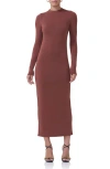 Afrm Juniper Long Sleeve Dress In Cappuccino In Cocoa