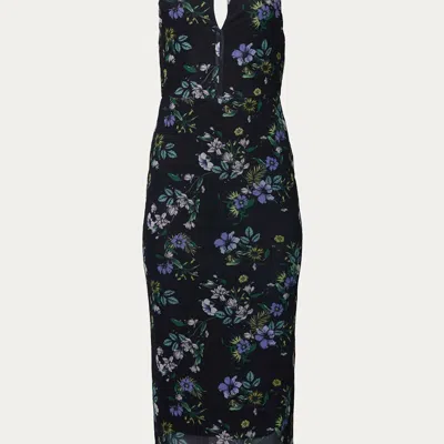 Afrm Kalina Mesh Midi Dress In Spring Noir Bouquet In Black