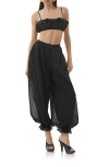 Afrm Kathleen Ruffle Clip Dot Crop Camisole In Black